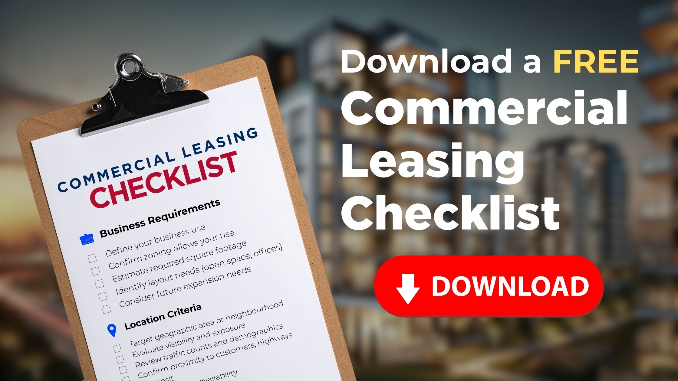 Commercial leasing checklist preview for planning a leasing mandate